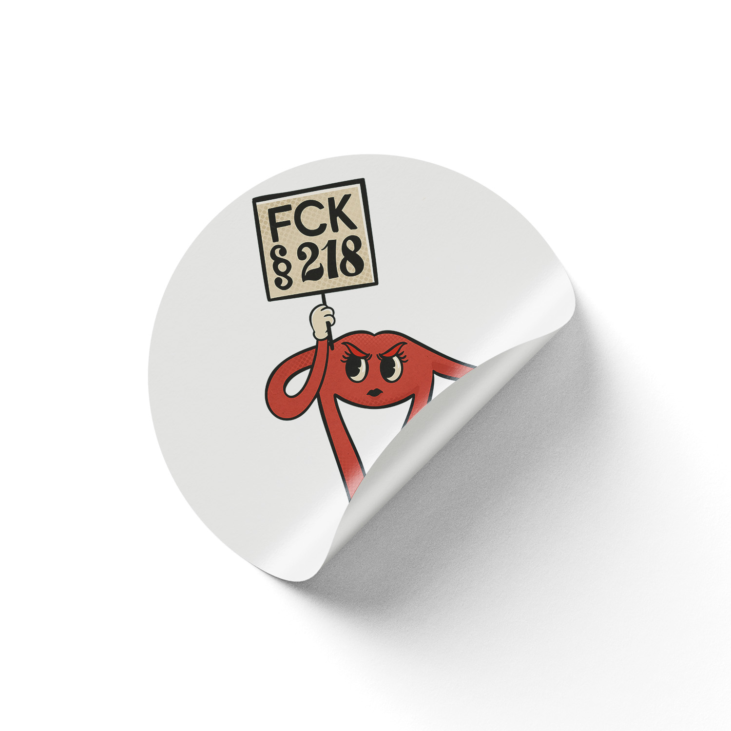 Aufkleber » FCK §218 Weiß« (Ø 9,5 cm)   