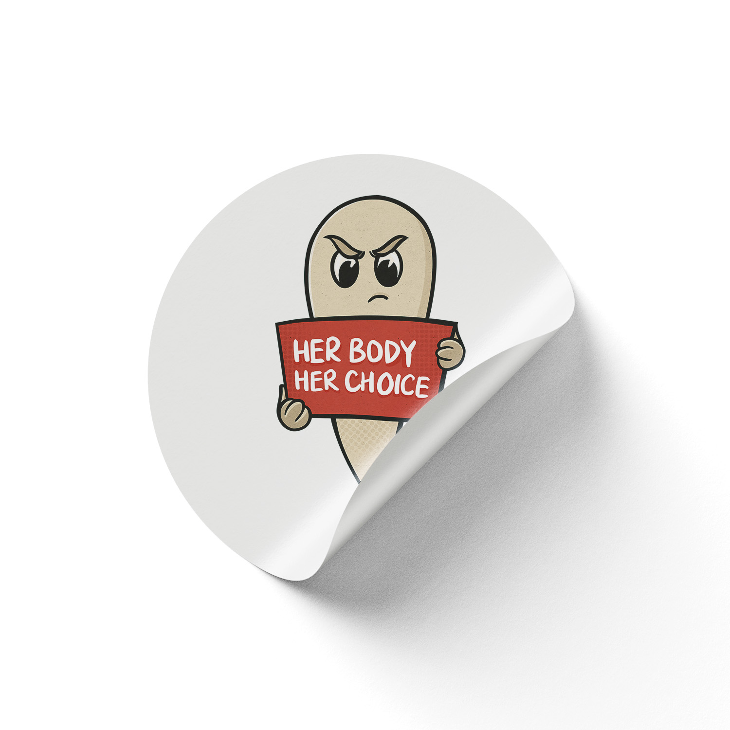 Aufkleber » Her body her choice Weiß« (Ø 9,5 cm)      